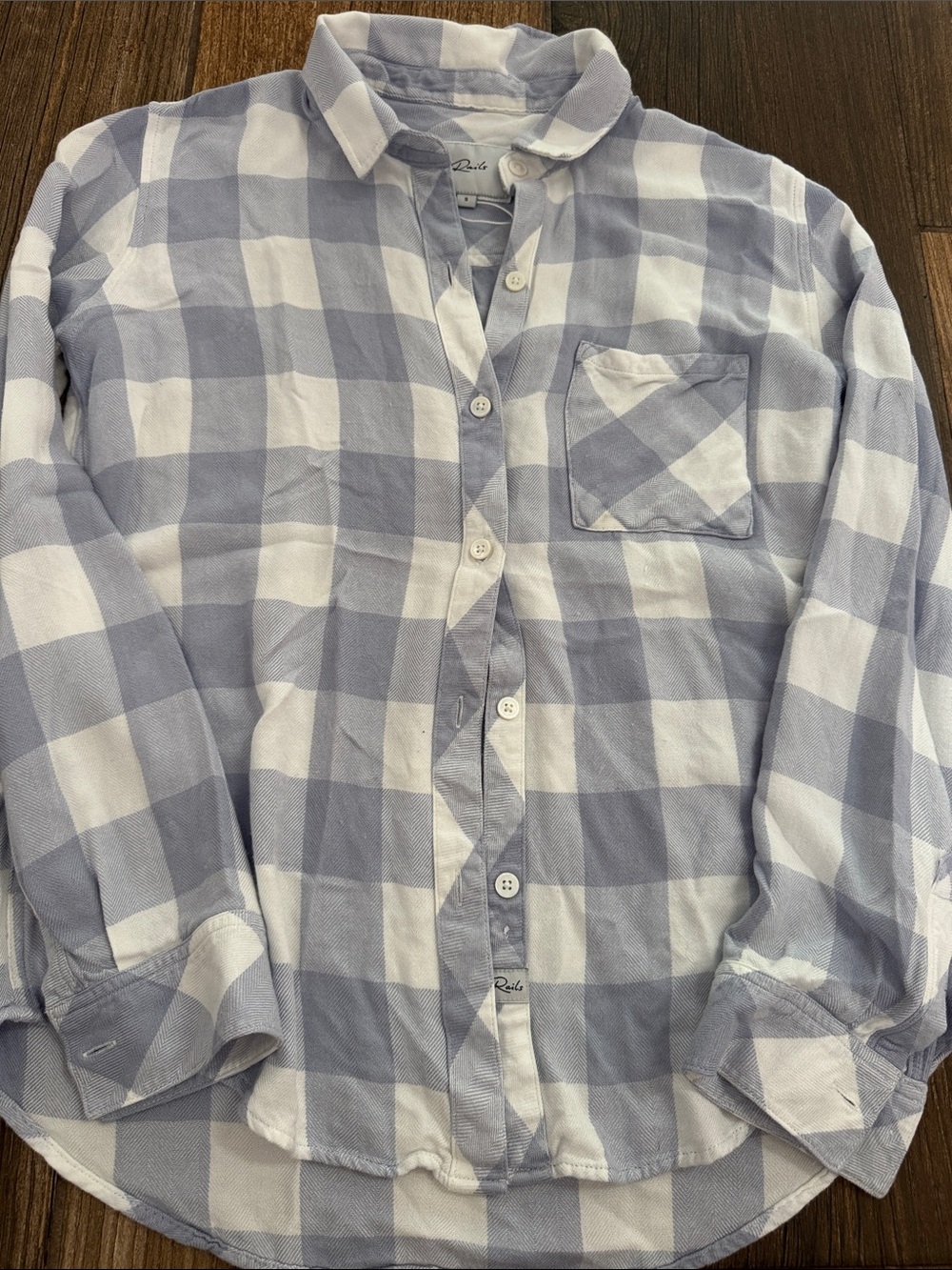 Rails women Check Button-Up Shirt - Light Blue & White